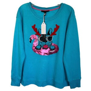 Jane and Delancey Women's French Bulldog Boston Terrier Dog Pullover Top Size S